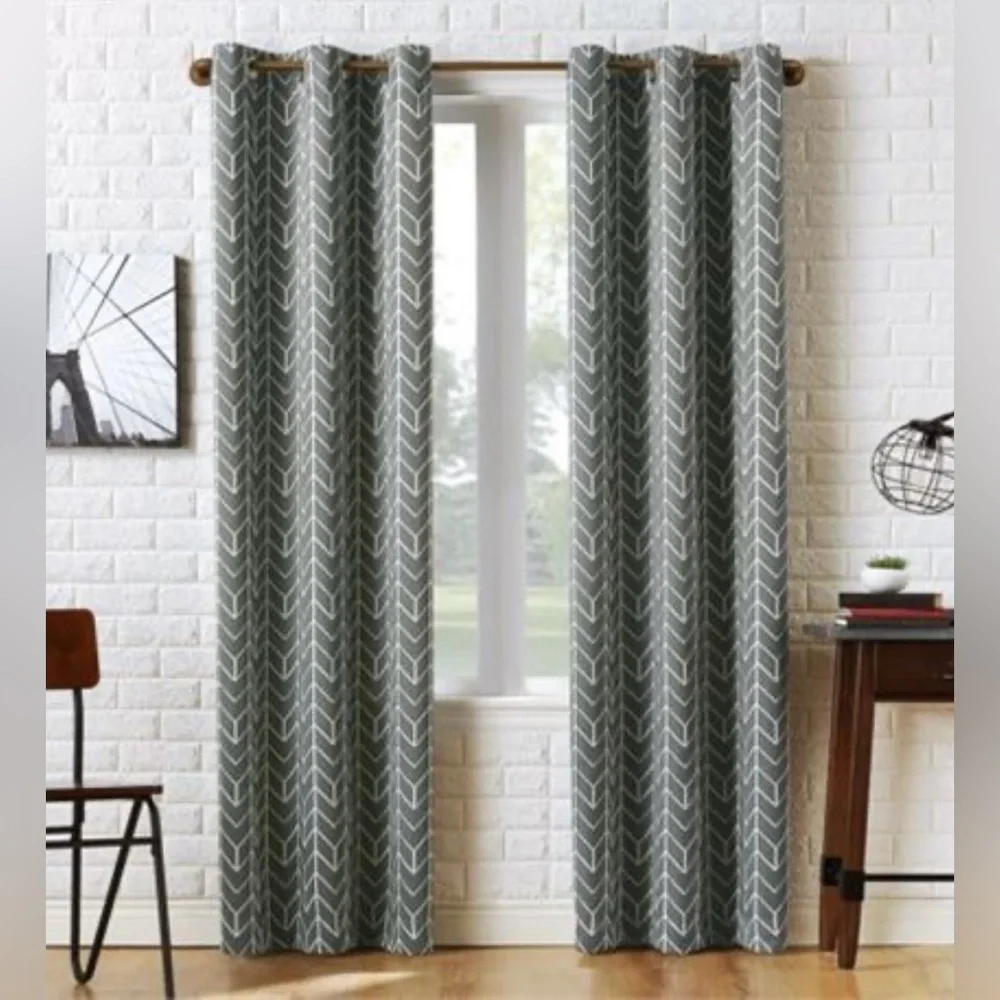 Sun Zero Kenwood Chevron Blackout Grommet Curtain Panel; Set of 3 40x84”